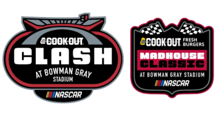 Cook Out Clash at Bowman Gray Stadium and the Cook Out madhouse clash at Bowman gray stadium logos.