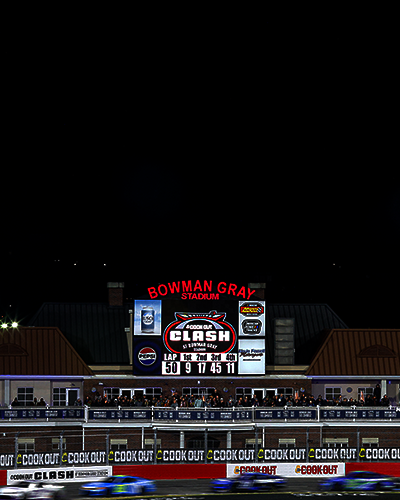 WINSTON SALEM, NORTH CAROLINA - FEBRUARY 02: A general view of racing during the Cook Out Clash at Bowman Gray Stadium on February 02, 2025 in Winston Salem, North Carolina. (Photo by Sean Gardner/Getty Images)